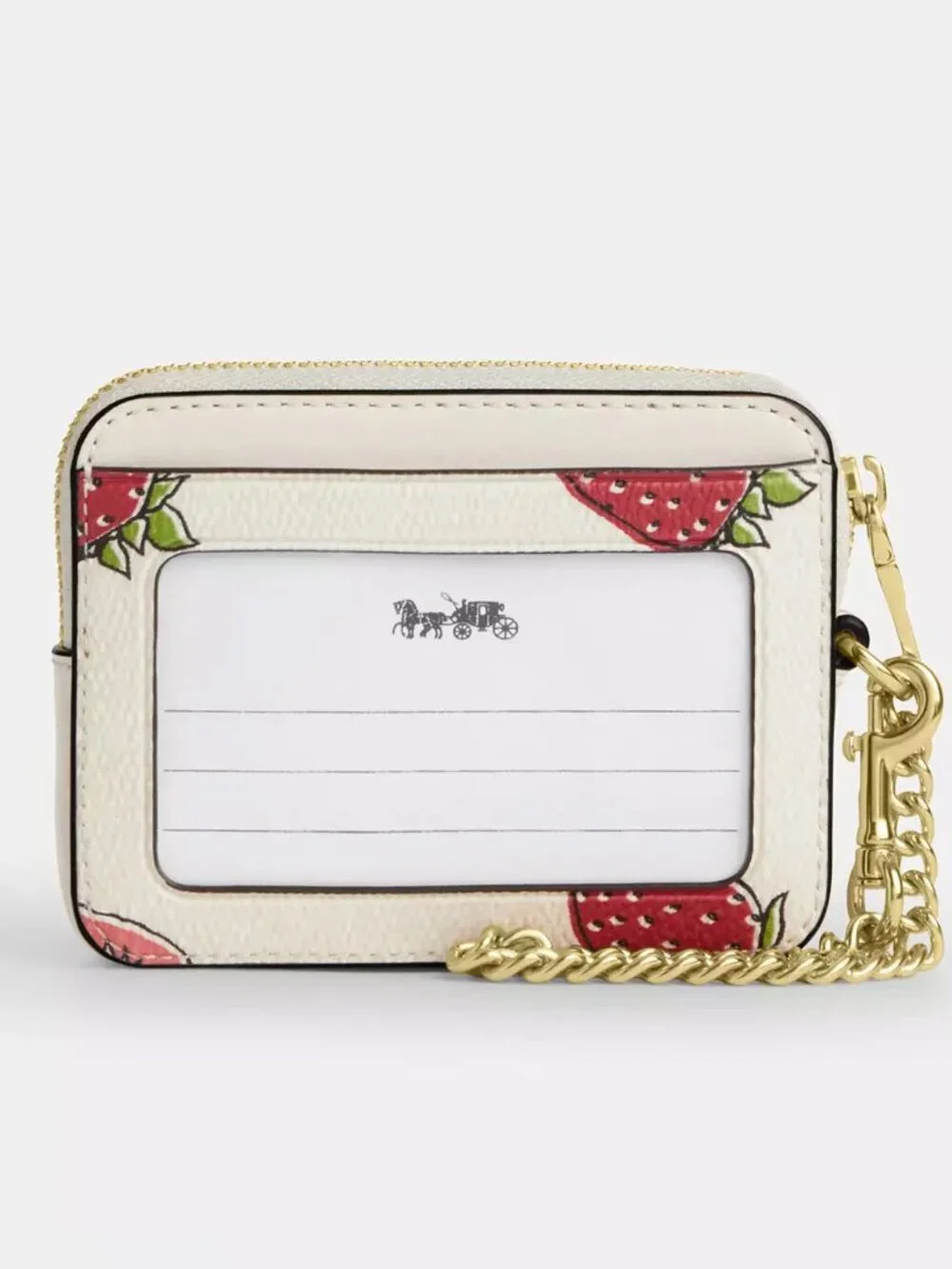 NWT Coach Zip Card Case With Strawberry Print CAR32